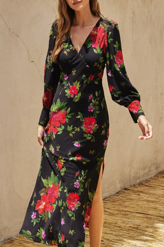 Sweet Talk Plunging Long Sleeve Dress