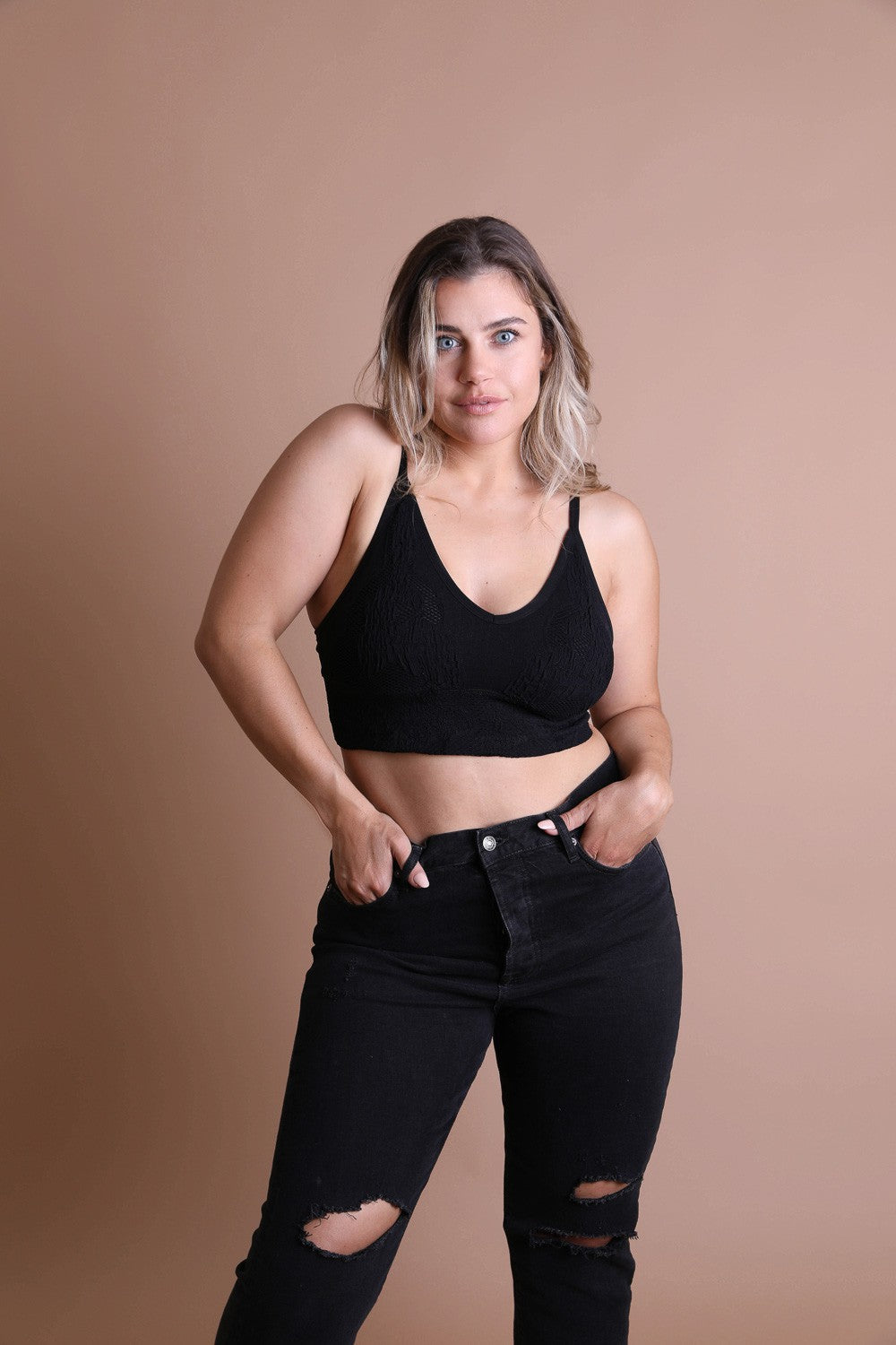 Padded Boho Lace Bralette Plus Size