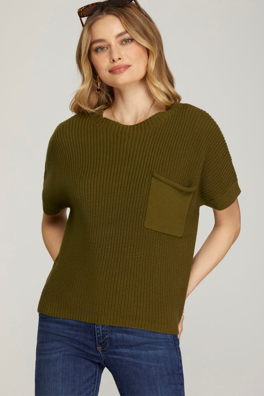 Sage Pocket Knit Top