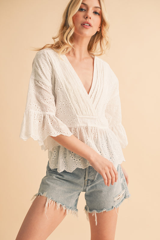 Pearl Eyelet Top