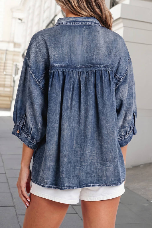 Western Chest Pocket Denim Top
