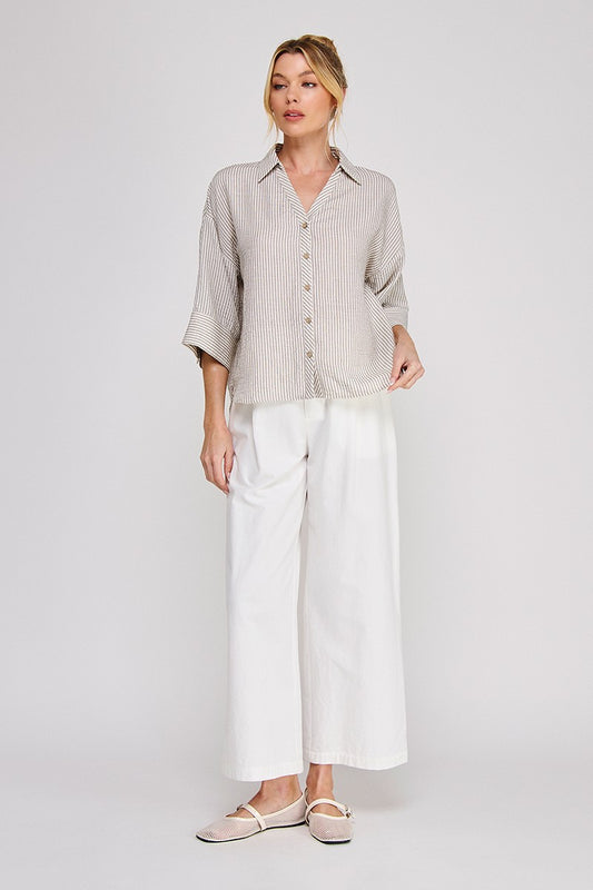 Textured Woven Button Down Shirt