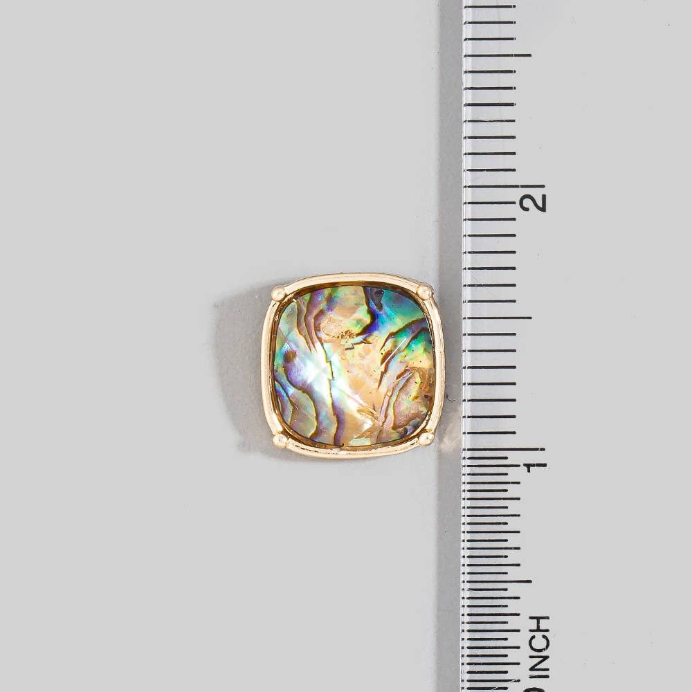 Square Faceted Stone Stud Earrings