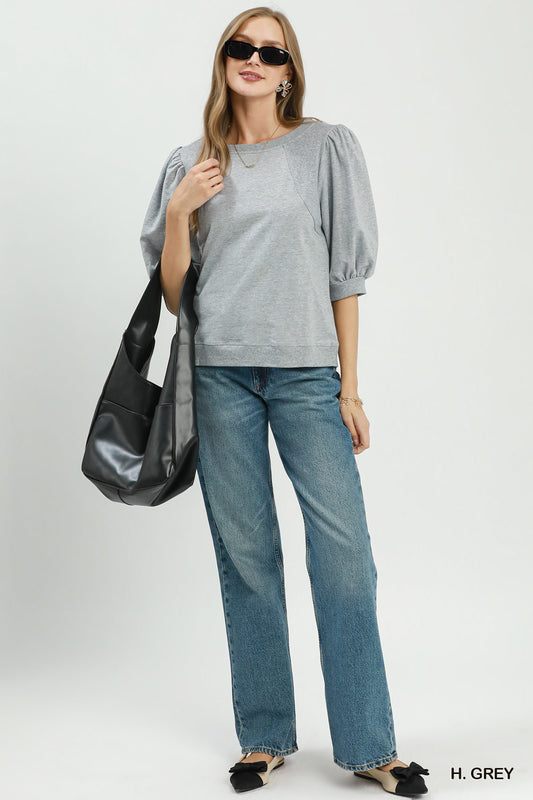 Puff Sleeve Pullover Sweatshirt