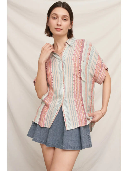 Multicolor Striped Button Down Shirt