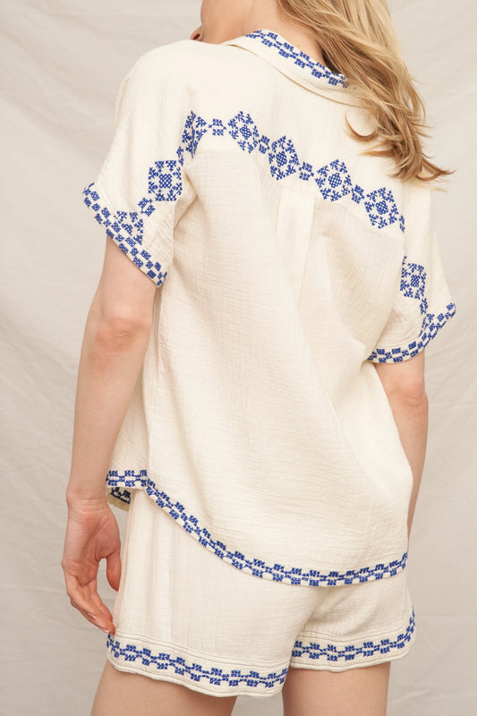 Embroidered Button Down Shirt