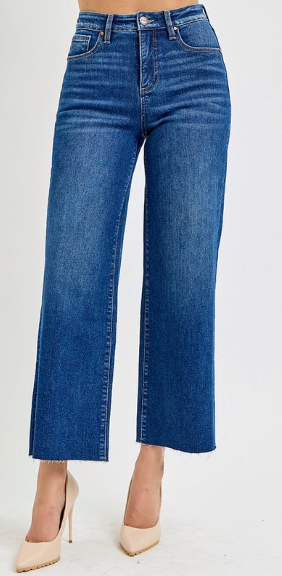 Risen HW Tummy Control Wide Crop Jeans