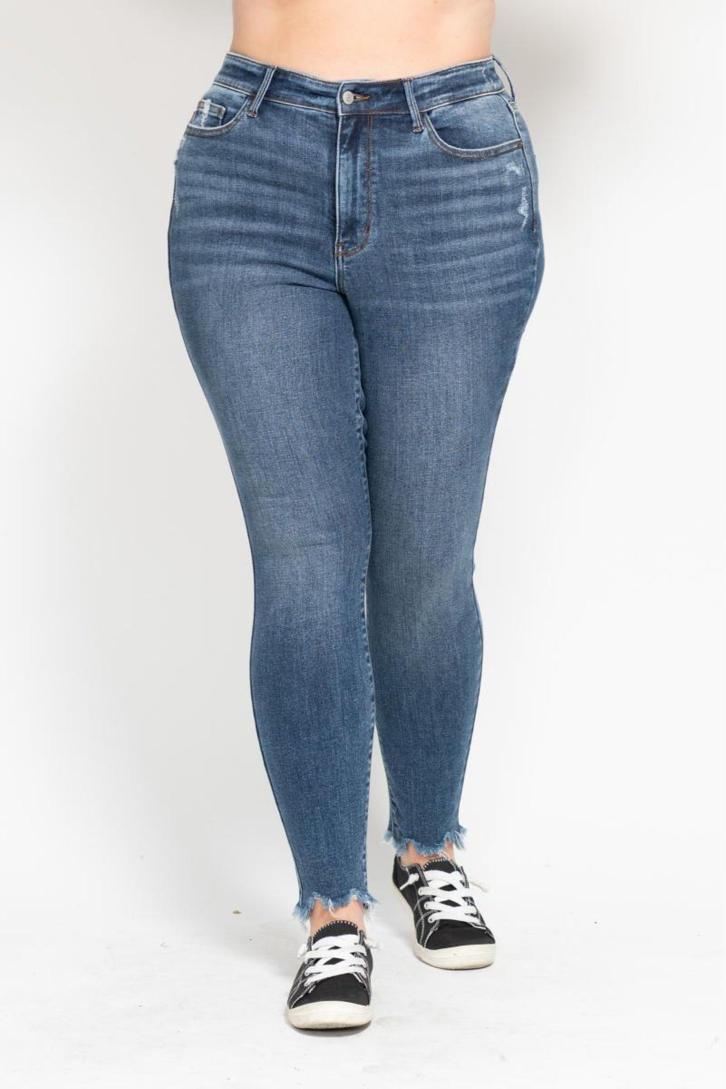 Judy Blue HW Skinny Shark Bite Hem Plus