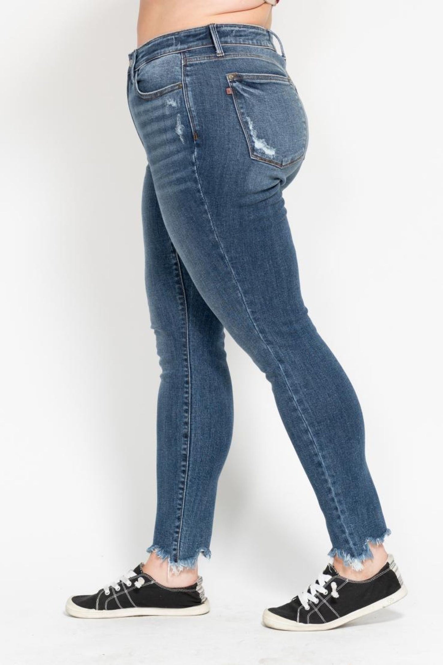 Judy Blue HW Skinny Shark Bite Hem Plus