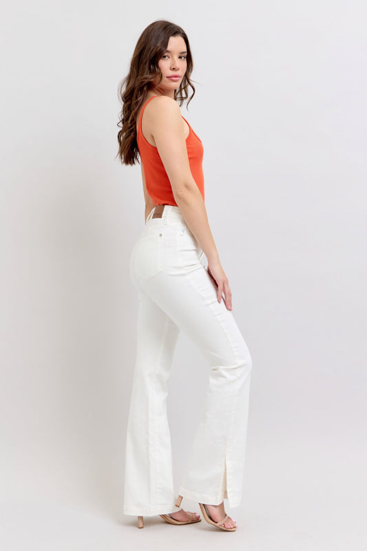 Judy Blue HW White Side Slit Bootcut