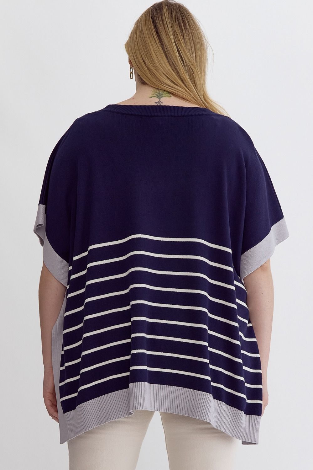 Navy Poncho Plus Top