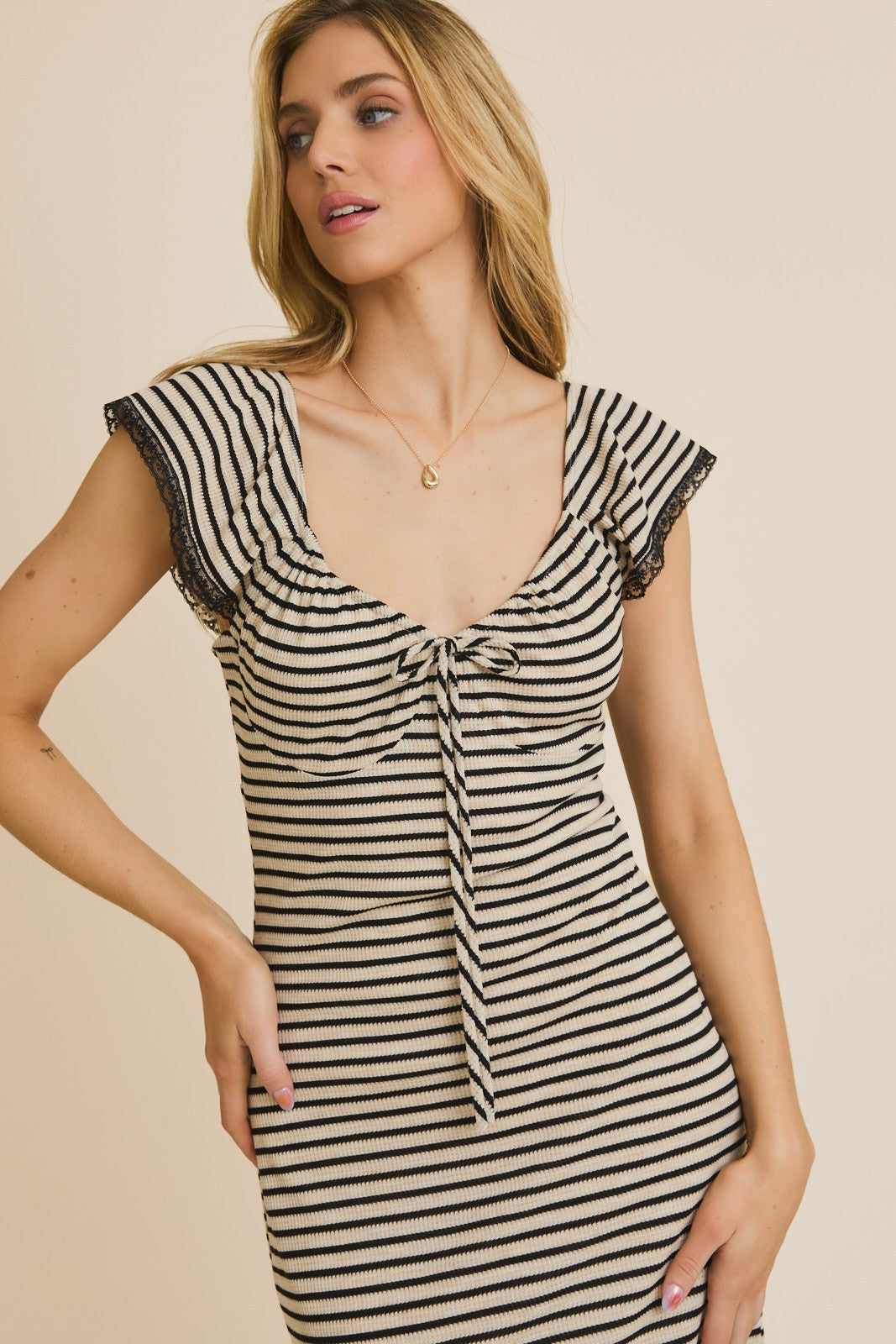 Sweetheart in Stripes Midi Dress