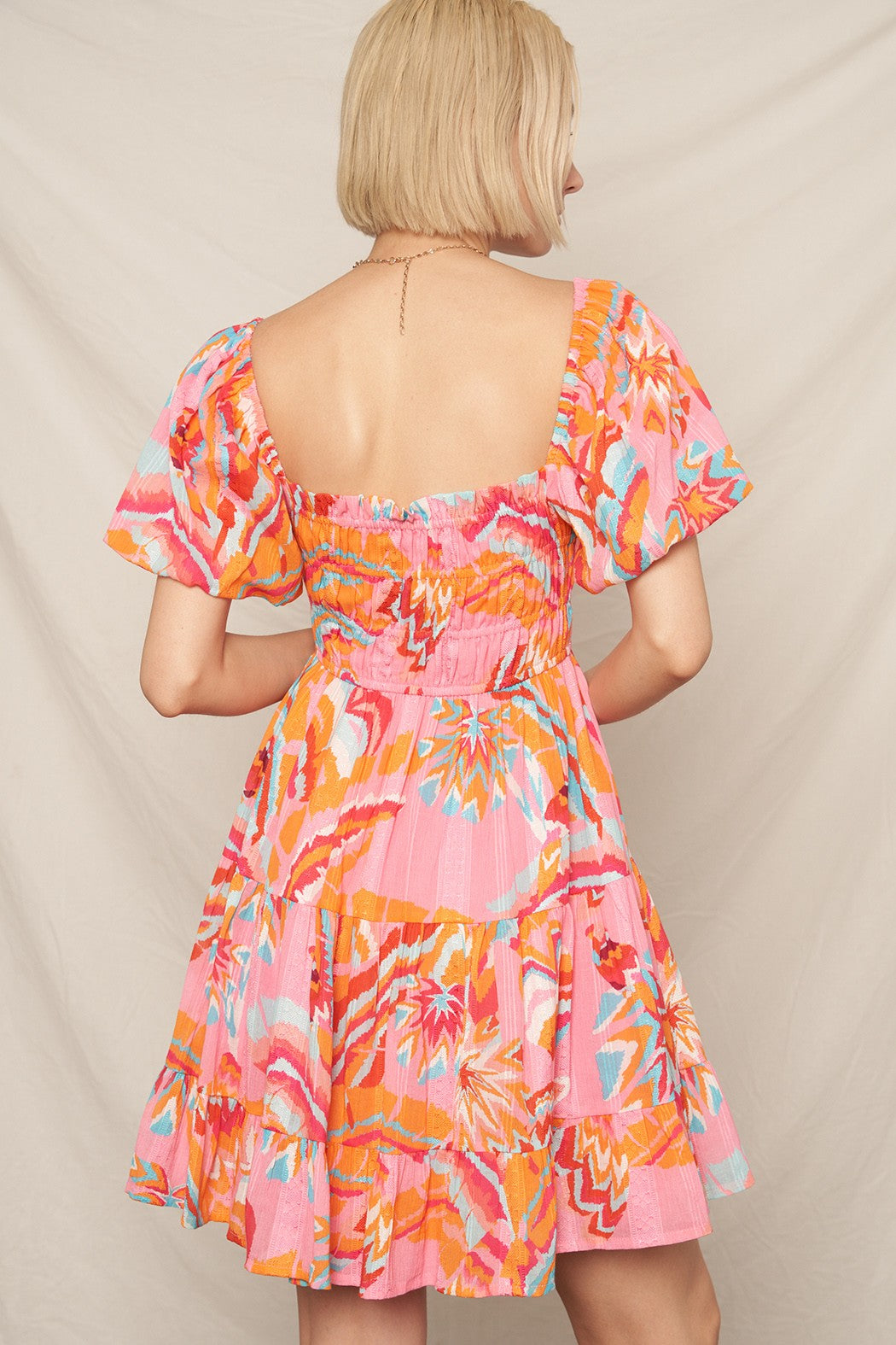 Floral Puff Sleeve Mini Dress