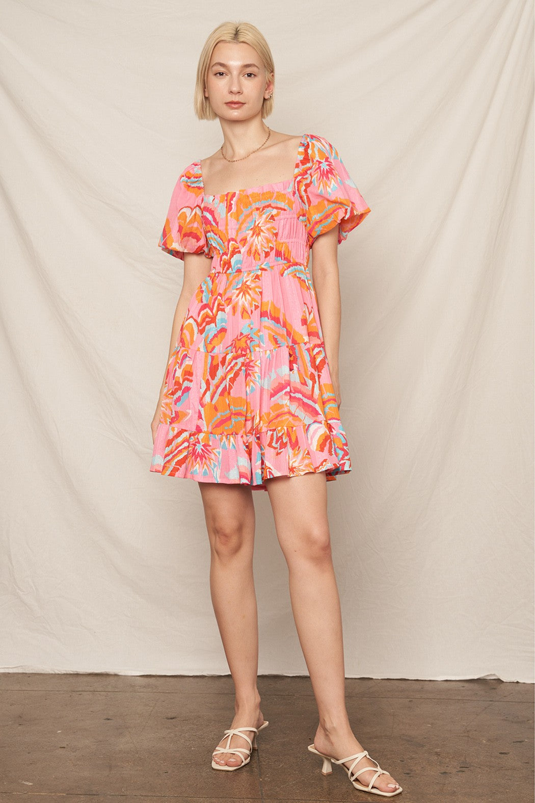Floral Puff Sleeve Mini Dress