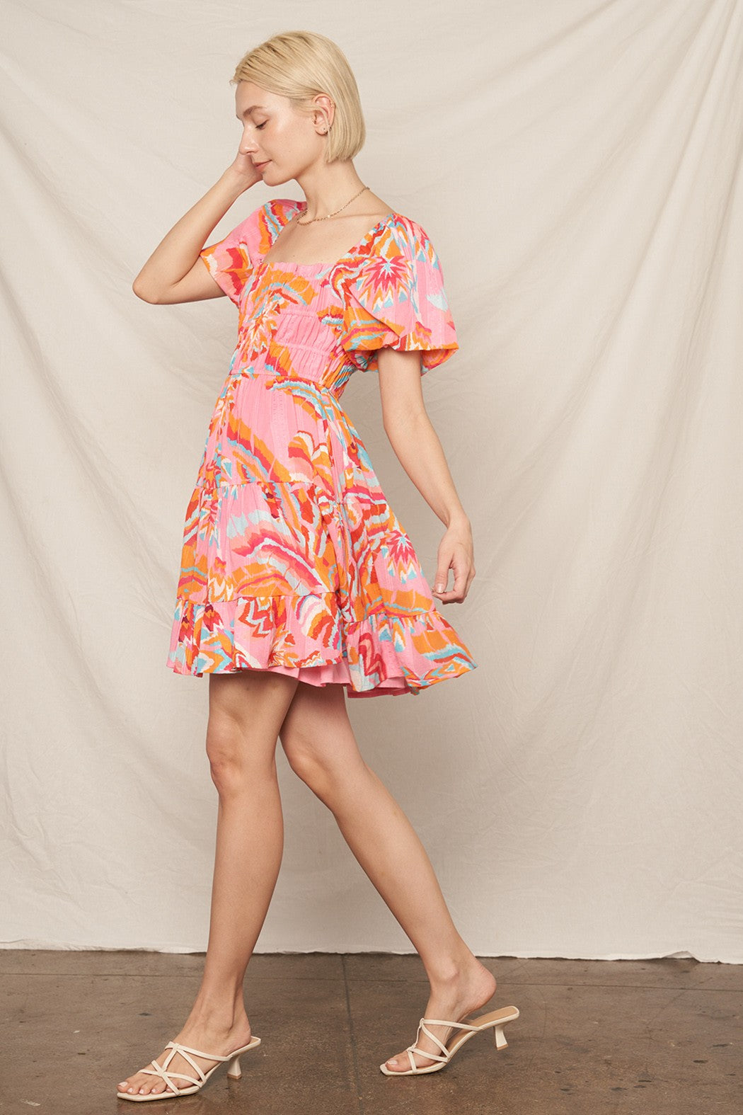 Floral Puff Sleeve Mini Dress