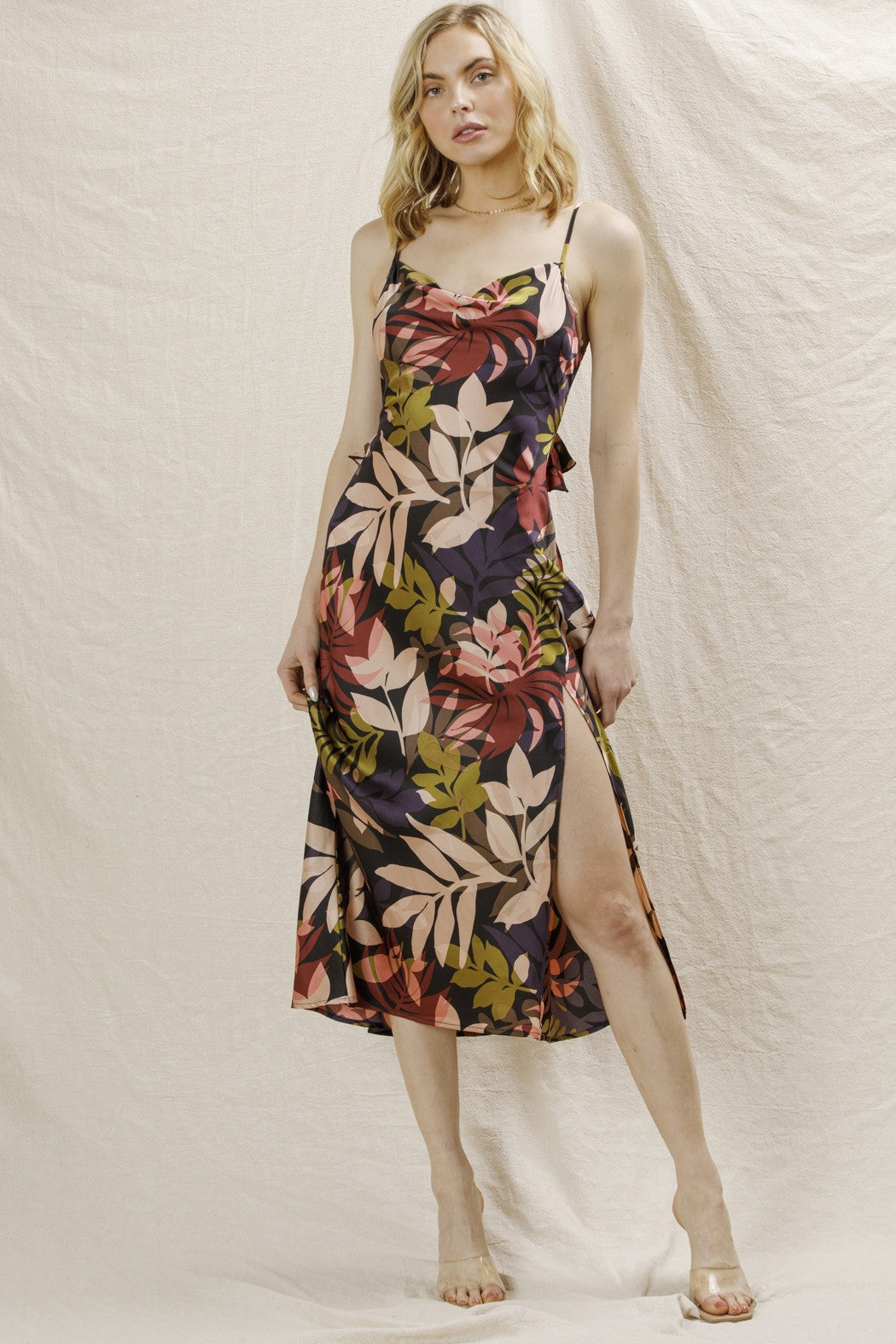 Floral Cowl Neck Maxi Dress