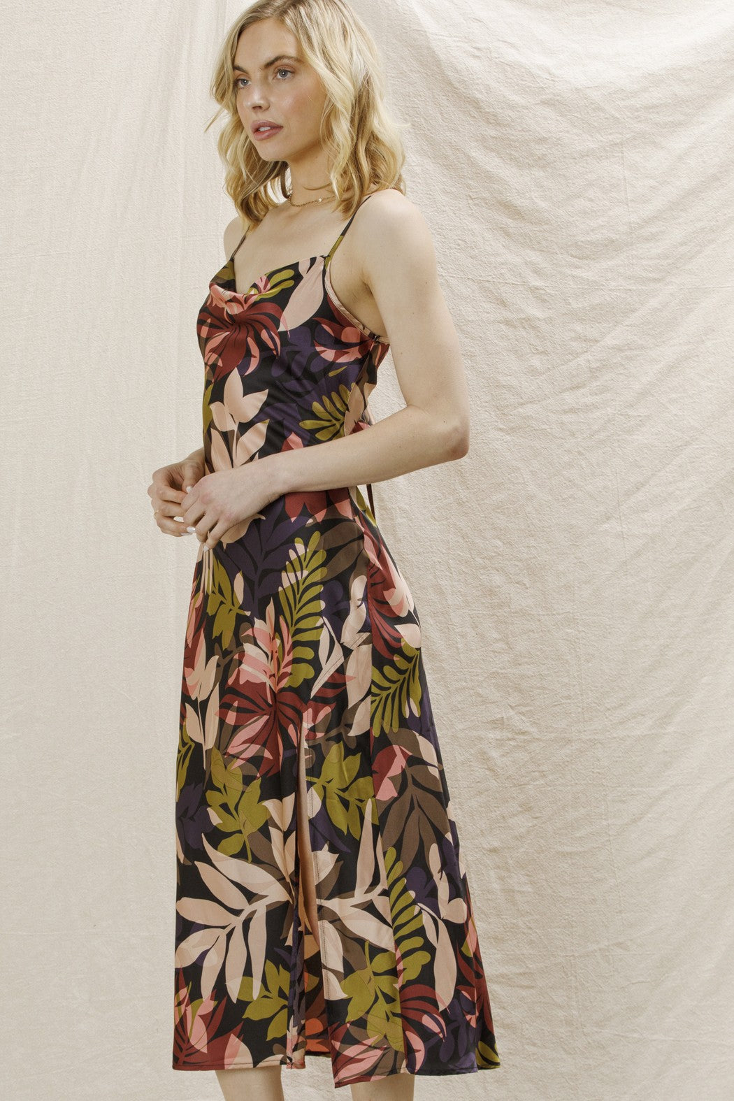 Floral Cowl Neck Maxi Dress