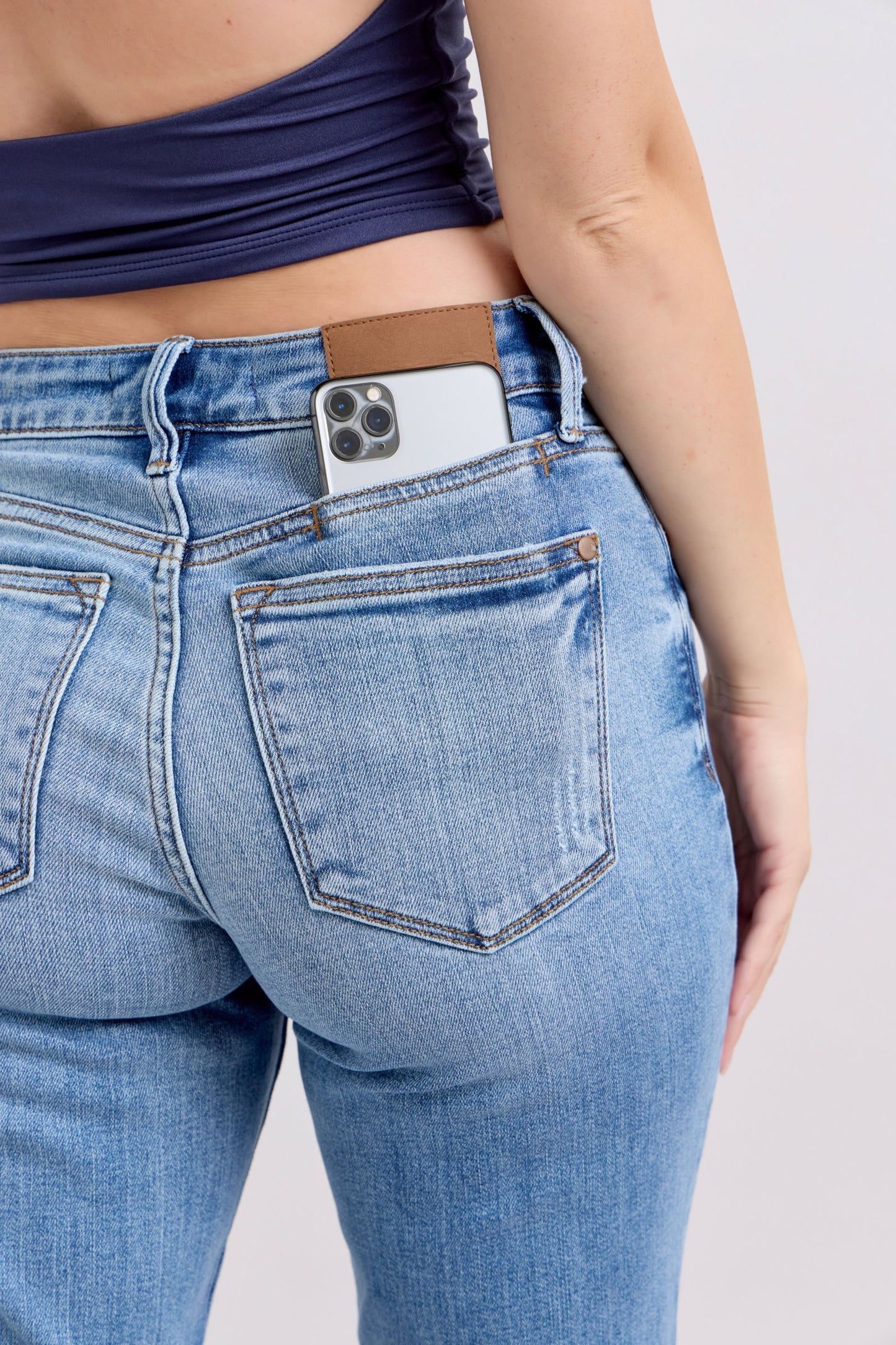 Judy Blue Mid Rise Vintage Slim Cell Phone Pocket