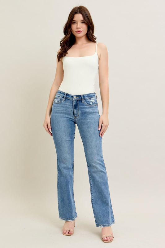 Judy Blue Mid Rise Vintage Destroyed Hem Bootcut