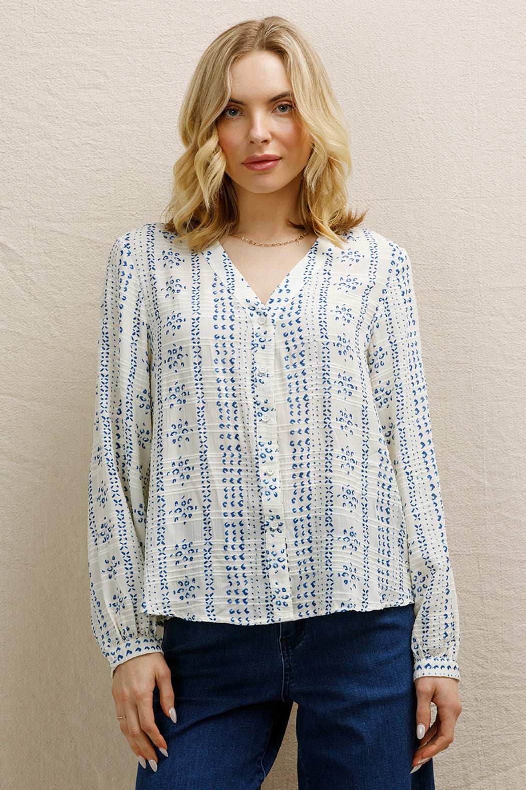 Textured Beauty Button Down Top