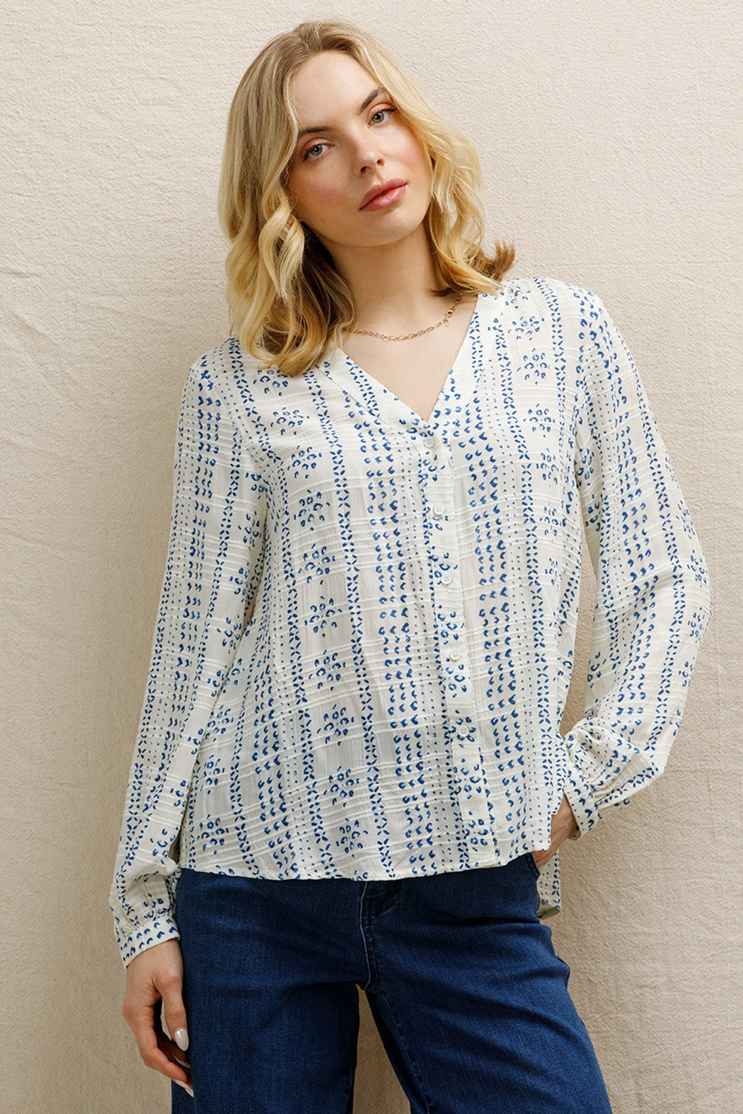 Textured Beauty Button Down Top
