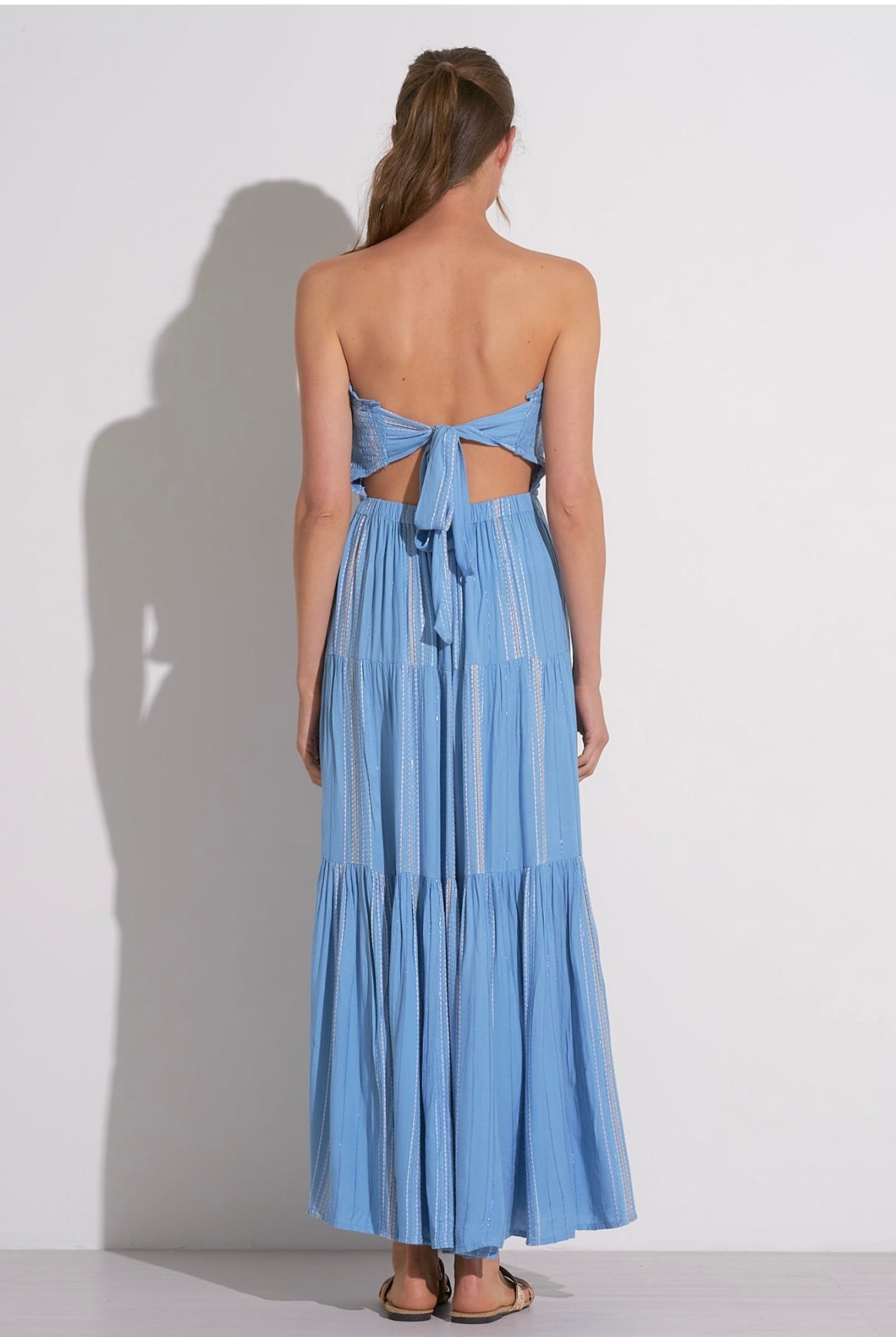 Striped & Strapless Maxi Dress