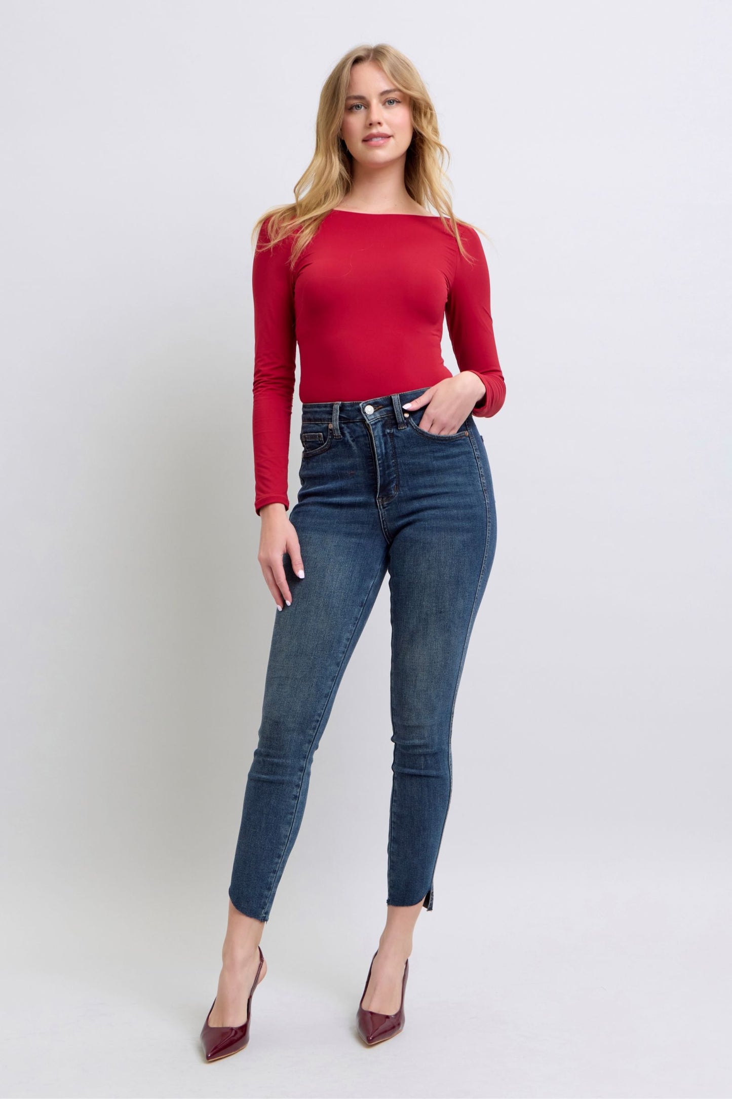 Judy Blue HW Tummy Control Step Hem Skinny