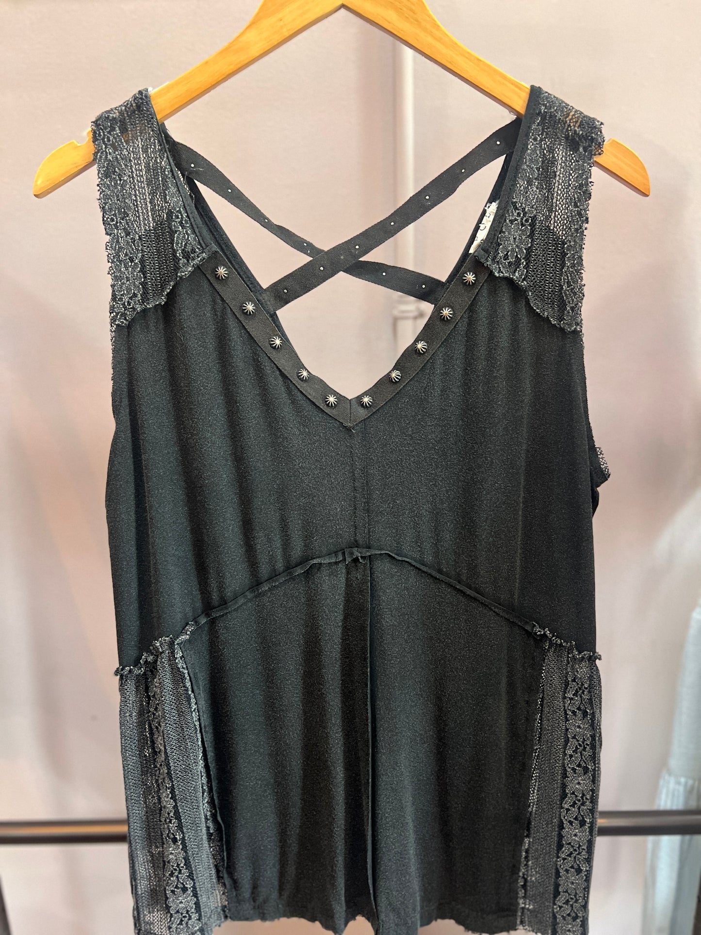 Rivets and Lace Tank Top