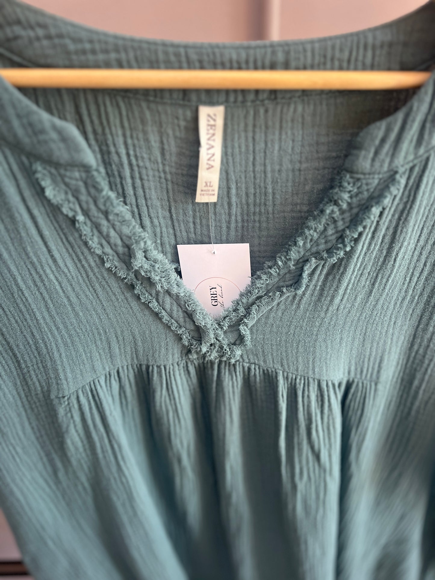 Gauze V-neck Mini Dress