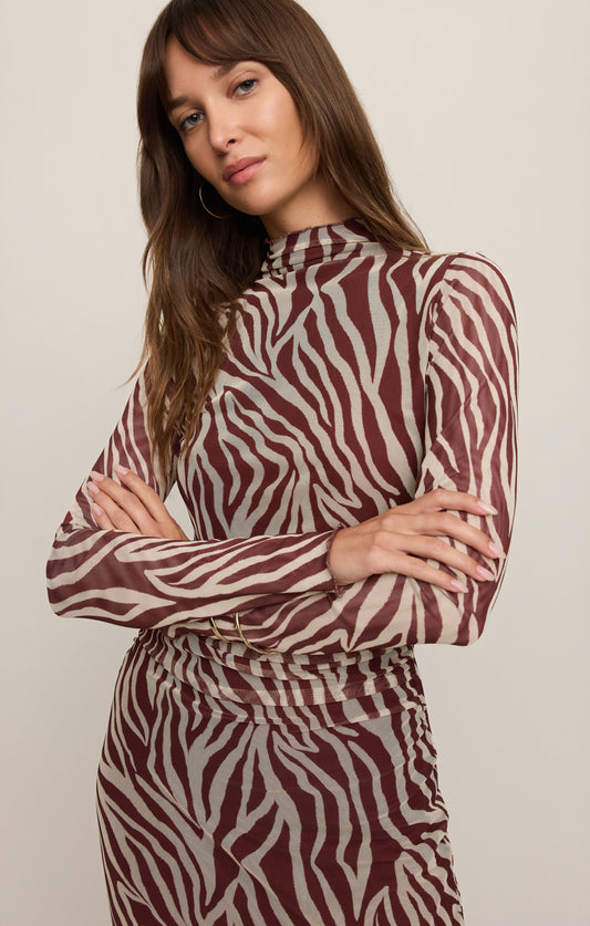 SEVILLA ZEBRA MESH MIDI DRESS