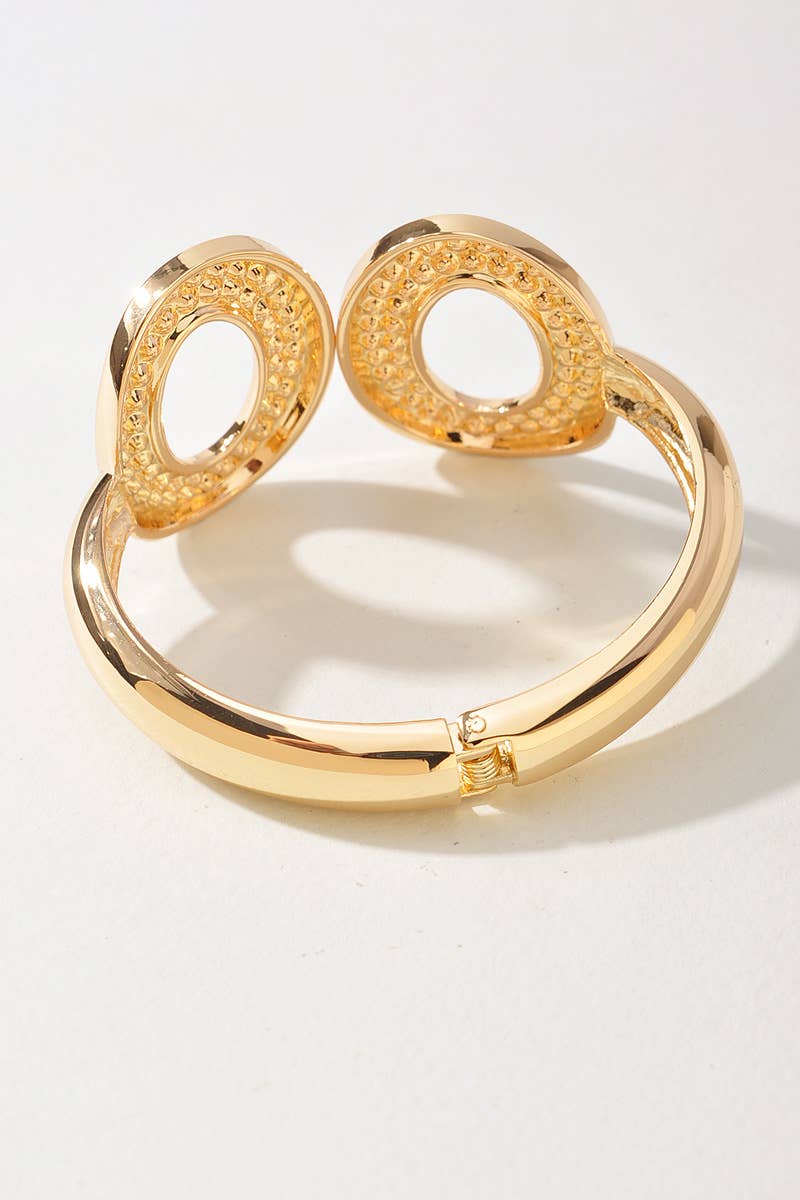 Double Oval Statement Bangle Bracelet