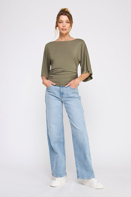 Angel Sleeve Cinch Side Top
