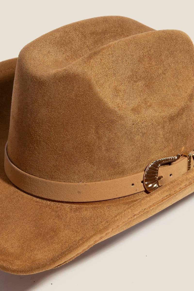 Simple Faux Suede Cowboy Fedora Hat