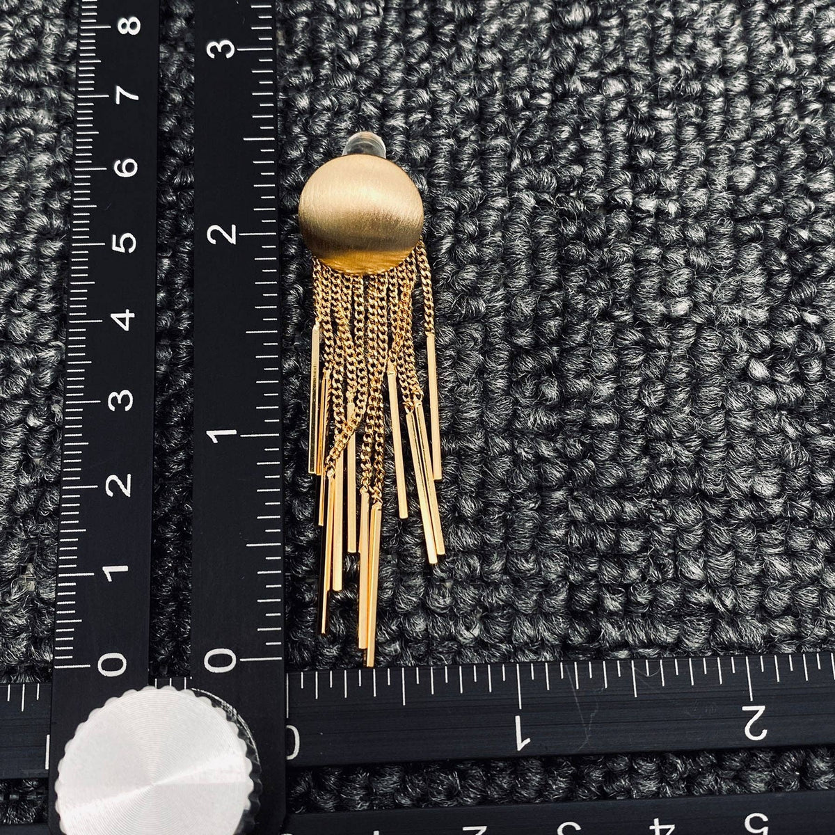 Gold Plated Metal Chain Fringe Matte Post Earrings