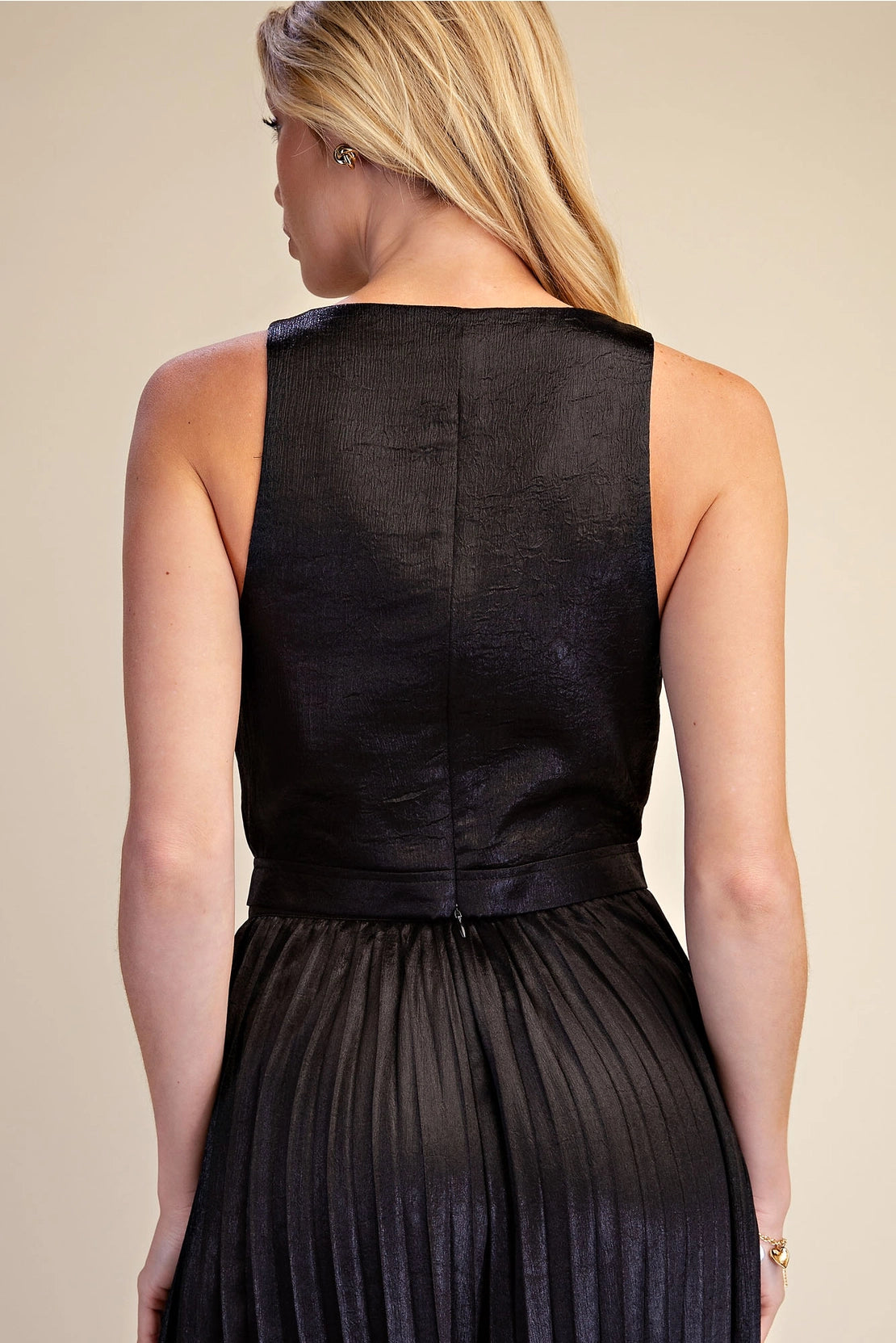 Cowl Neck Sleeveless Metallic Top