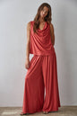 Knit Polyester Spandex Sleeveless Cowl Neck Top
