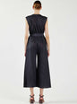 Pleated Sleeveless Button Front Jumpsuit