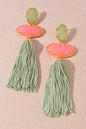 RESIN OVAL TASSEL STATEMENT DROP EARRINGS