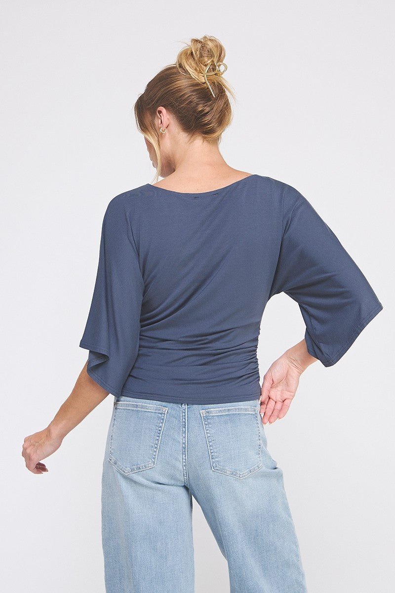 Double Knit Angel Sleeve Cinch Side Top