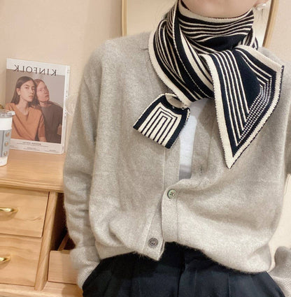 Sophie Scarf -Cross-Front Geometric Stripes Sophie Scarf