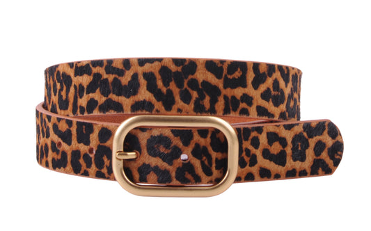 Animal Print Belt with Rectangular Buckle