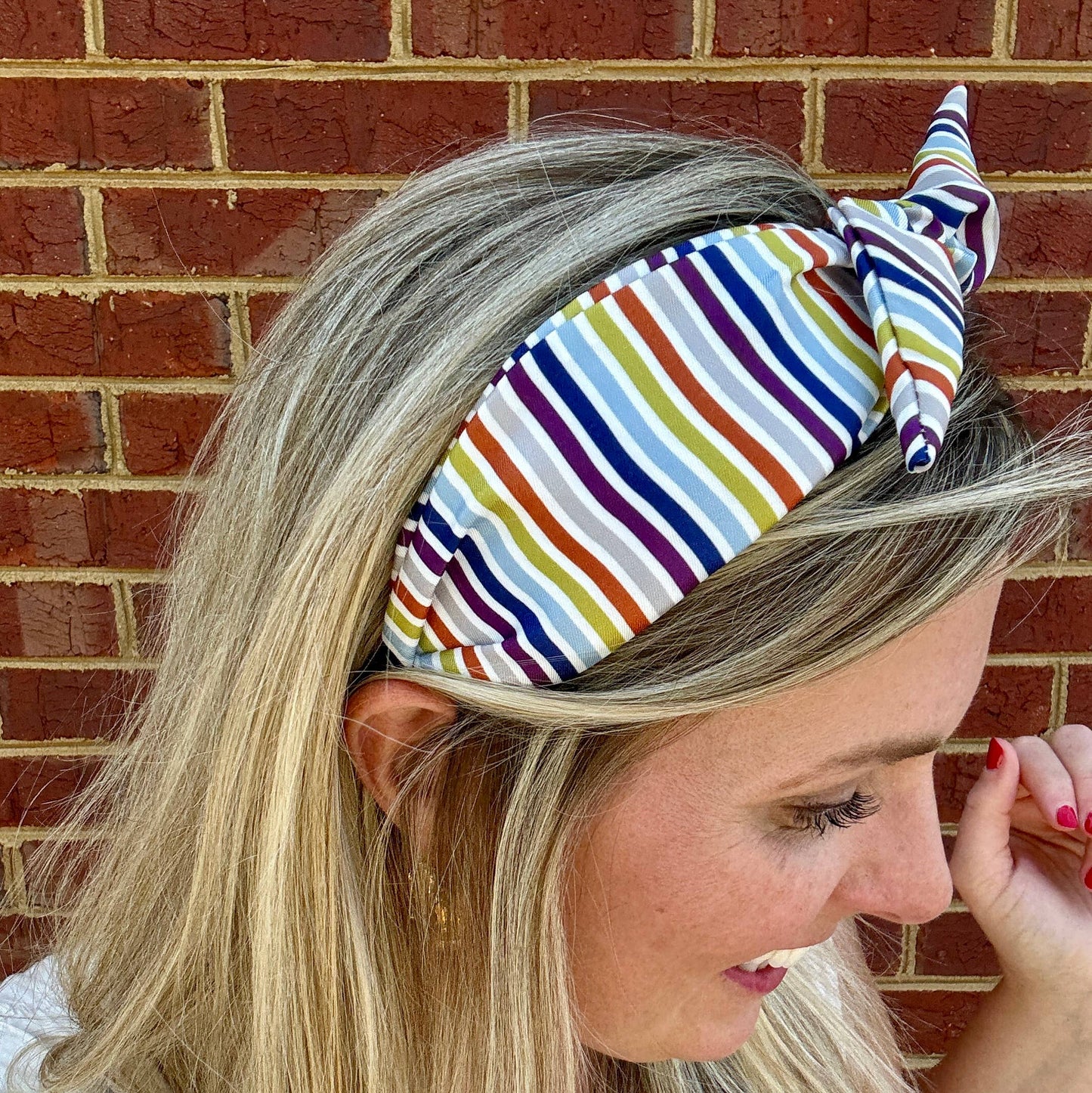 Colorful Stripe Boho Satin Scarf Bow Knot Headband