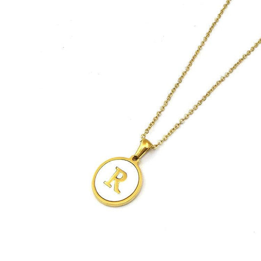 Round 18K Gold-plated Stainless Steel 26 Letters Necklace