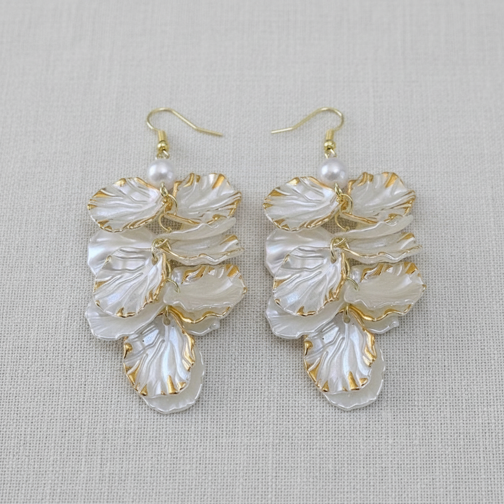 Shell Flower Long Tassel Earrings