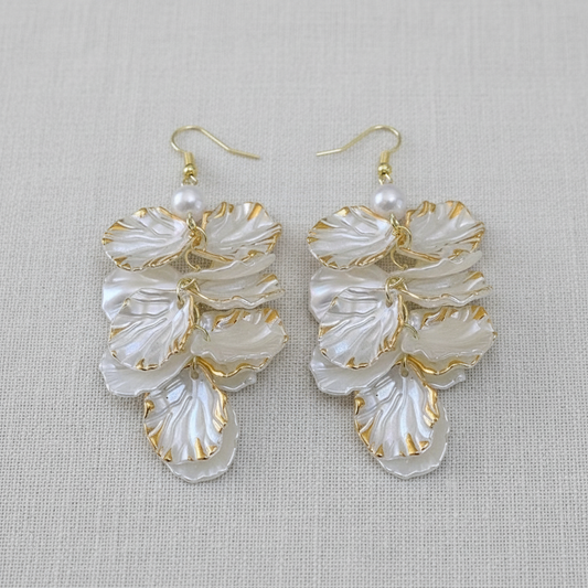 Shell Flower Long Tassel Earrings