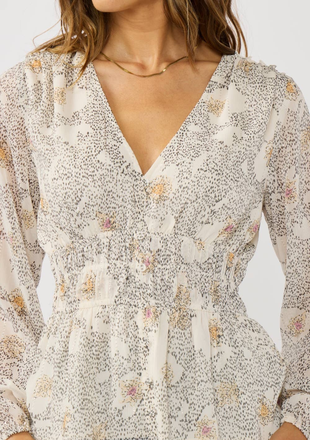 Floral Elastic Waist Blouse