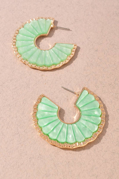 Scalloped Resin Hoop Earrings