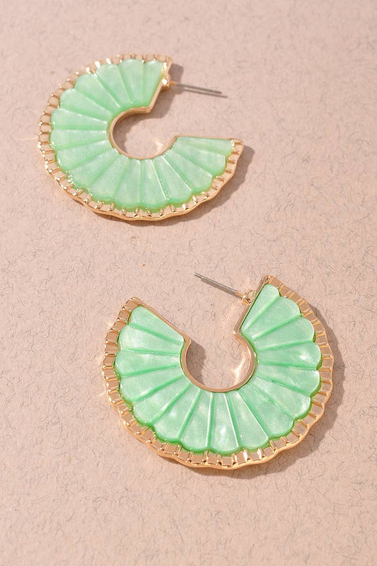 Scalloped Resin Hoop Earrings