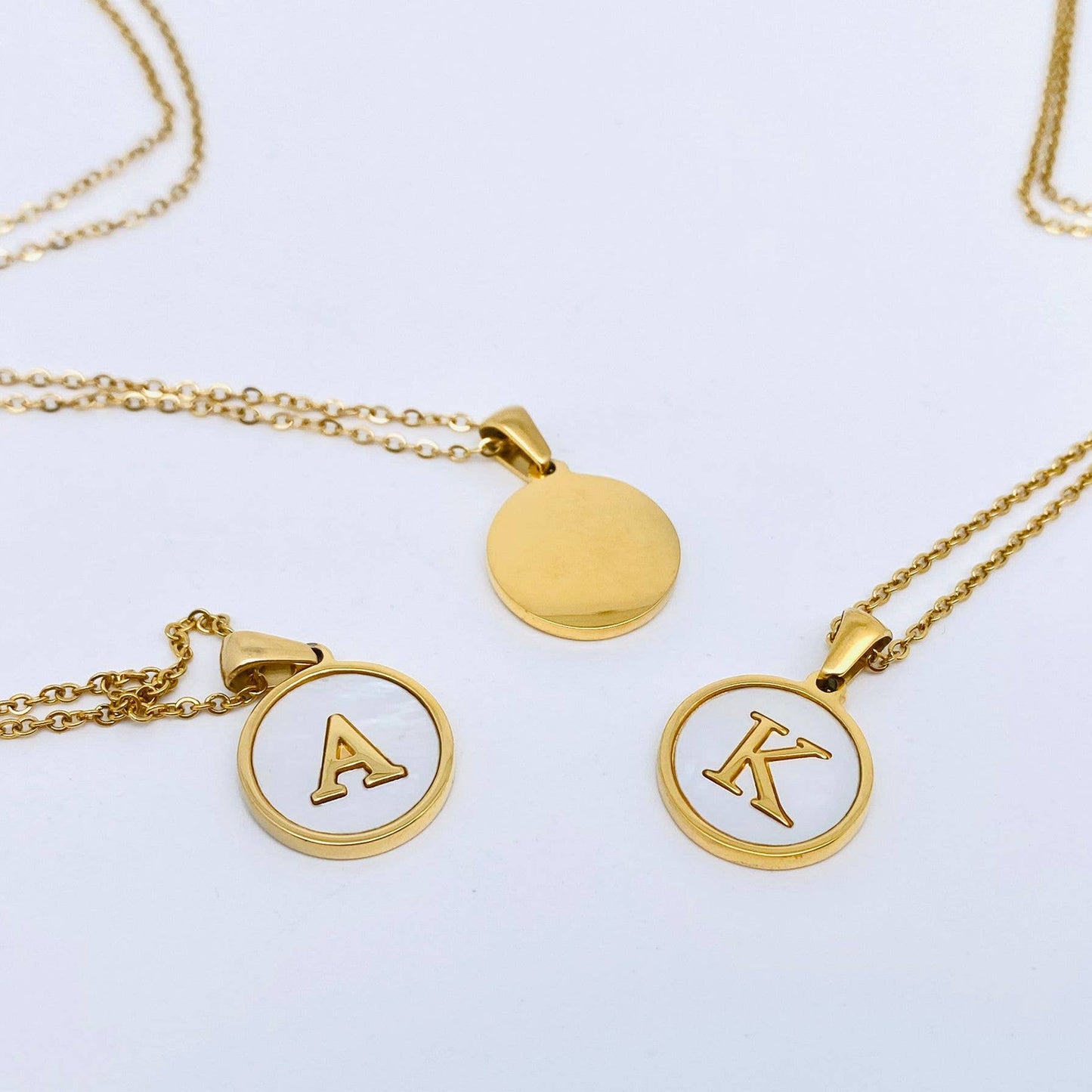 Round 18K Gold-plated Stainless Steel 26 Letters Necklace