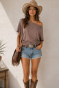 One-shoulder Ruched Waist Knit Top